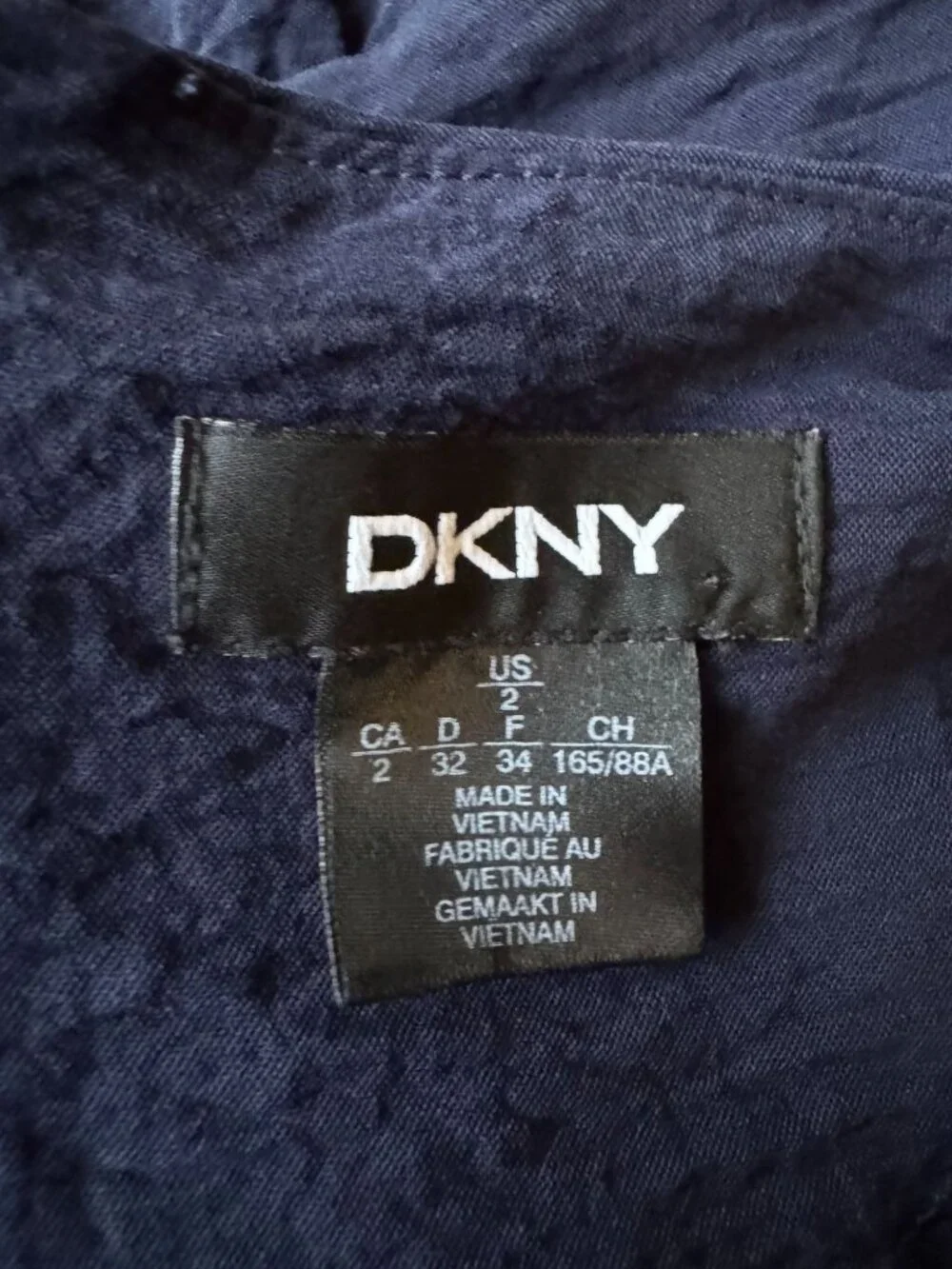 DKNY Elegant Dress Sz 2 Navy Blue Ruffle Hem Flutter Sleeve Classic Drop Waist